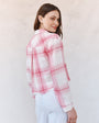 Bella DahlTwo Pocket Fray Hem Crop Shirt - Pink Sunset Shadow PlaidTops
