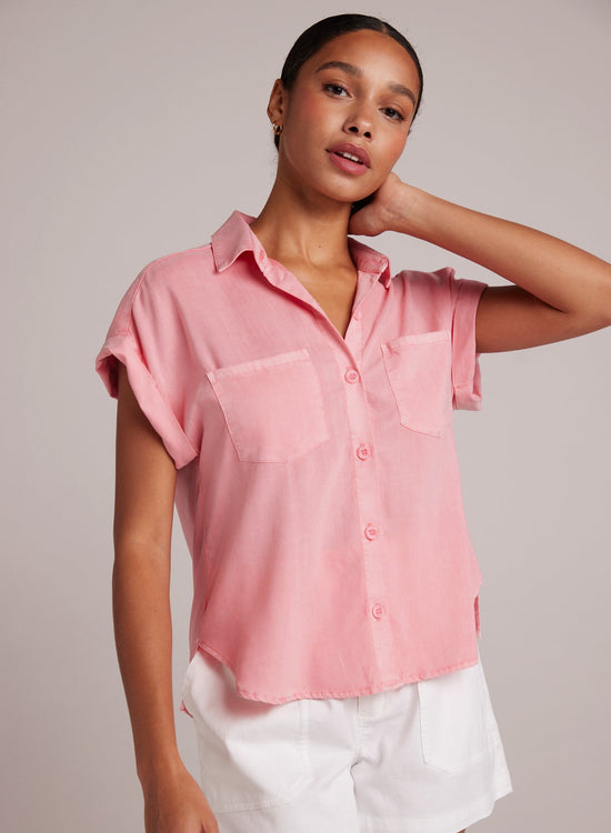 Bella DahlTwo Pocket Short Sleeve Shirt - Blossom PinkTops