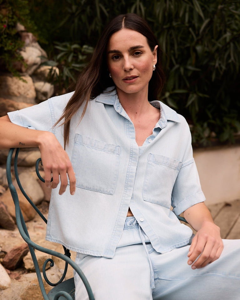 bella dahl Two Pocket Short Sleeve Shirt Oasis Spray Wash Cheap