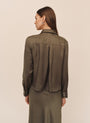 Bella DahlUtility Crop Button Down - Army OliveTops
