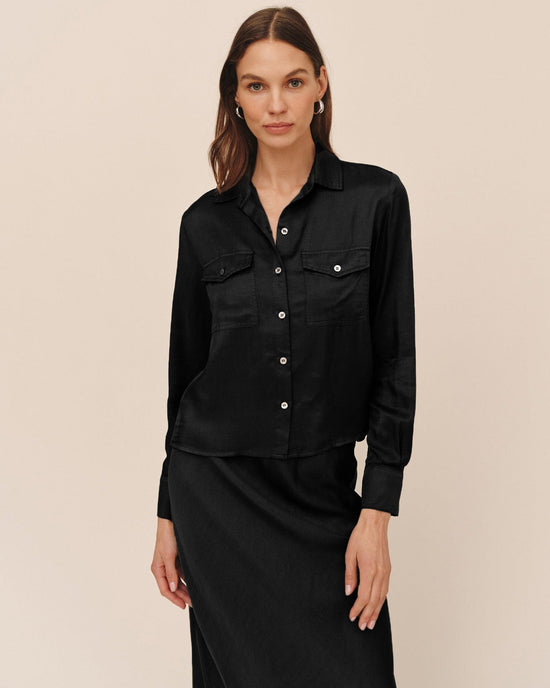 Bella Dahl Utility Crop Button Down - Black