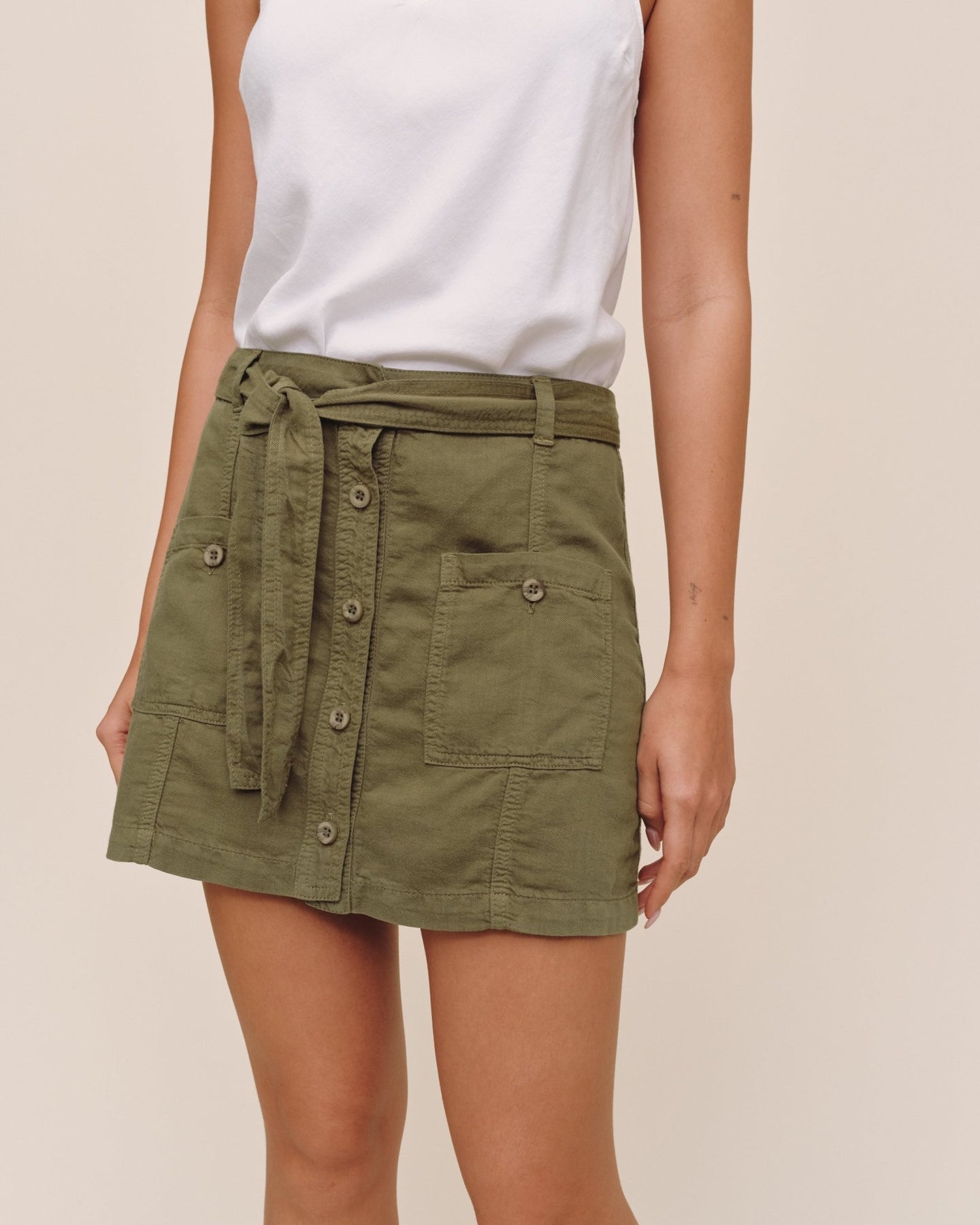 Bella DahlUtility Pocket Mini Skirt - Olive GreenSkirts
