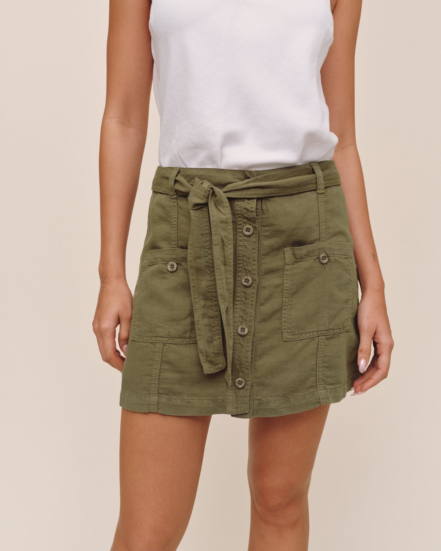Bella DahlUtility Pocket Mini Skirt - Olive GreenSkirts
