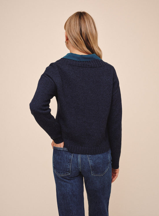 Bella Dahl V Neck Sweater - Heather Quartz View 2