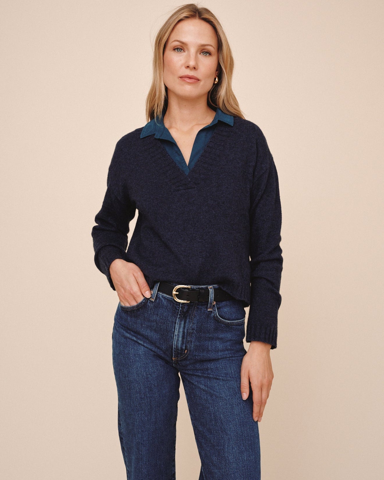Bella DahlV Neck Sweater - Heather QuartzSweaters
