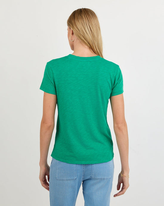 Bella Dahl V Neck Tee - Aqua Green View 2