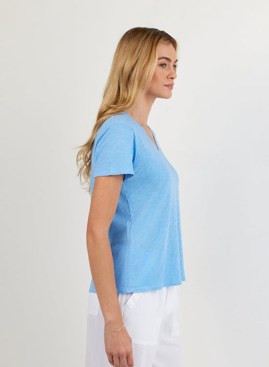 Bella Dahl V Neck Tee - Tidal Blue View 2