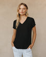 Bella DahlV - Neck Tee - Vintage BlackTops