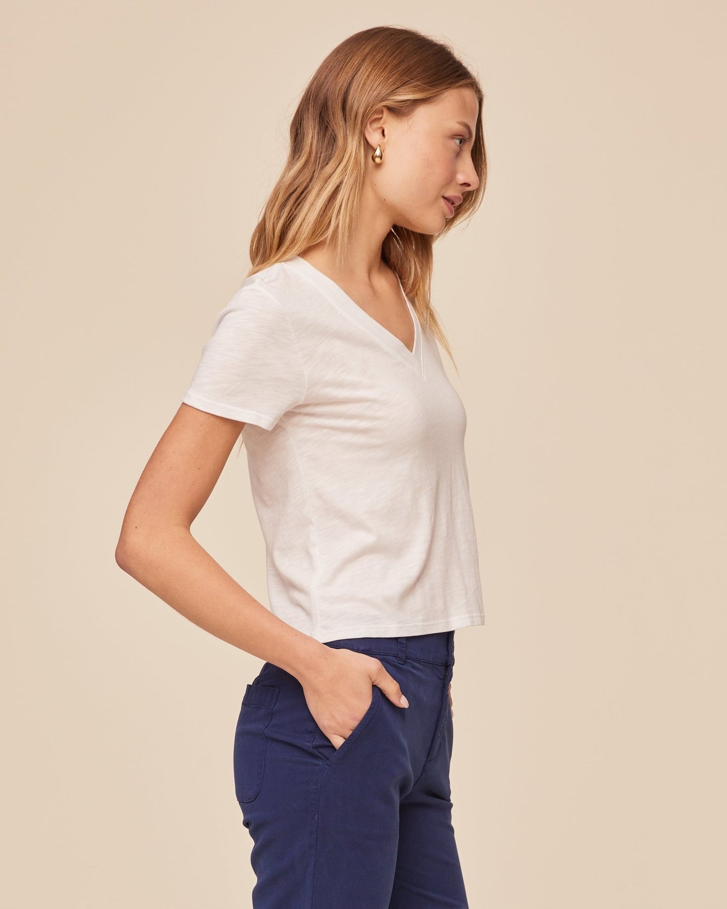 Bella DahlV Neck Tee - WhiteTops
