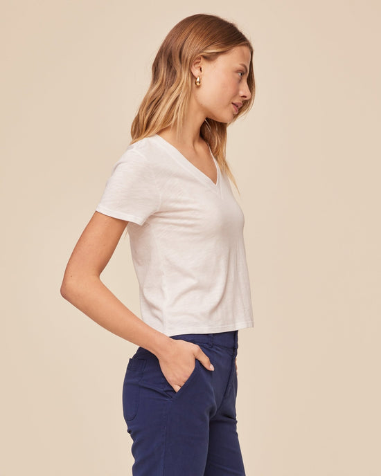 Bella Dahl V Neck Tee - White View 2