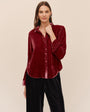 Bella DahlVelvet Long Sleeve Clean Shirt - BordeauxTops