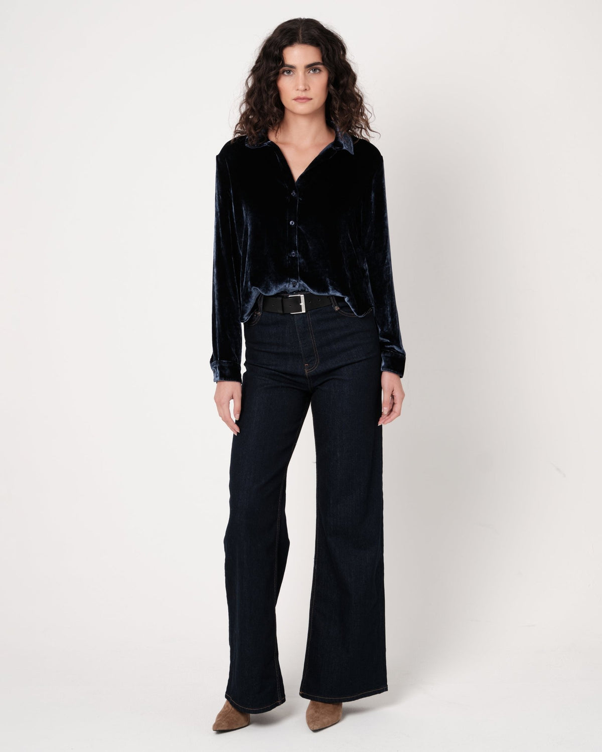 Bella DahlVelvet Long Sleeve Clean Shirt - Night SkyTops
