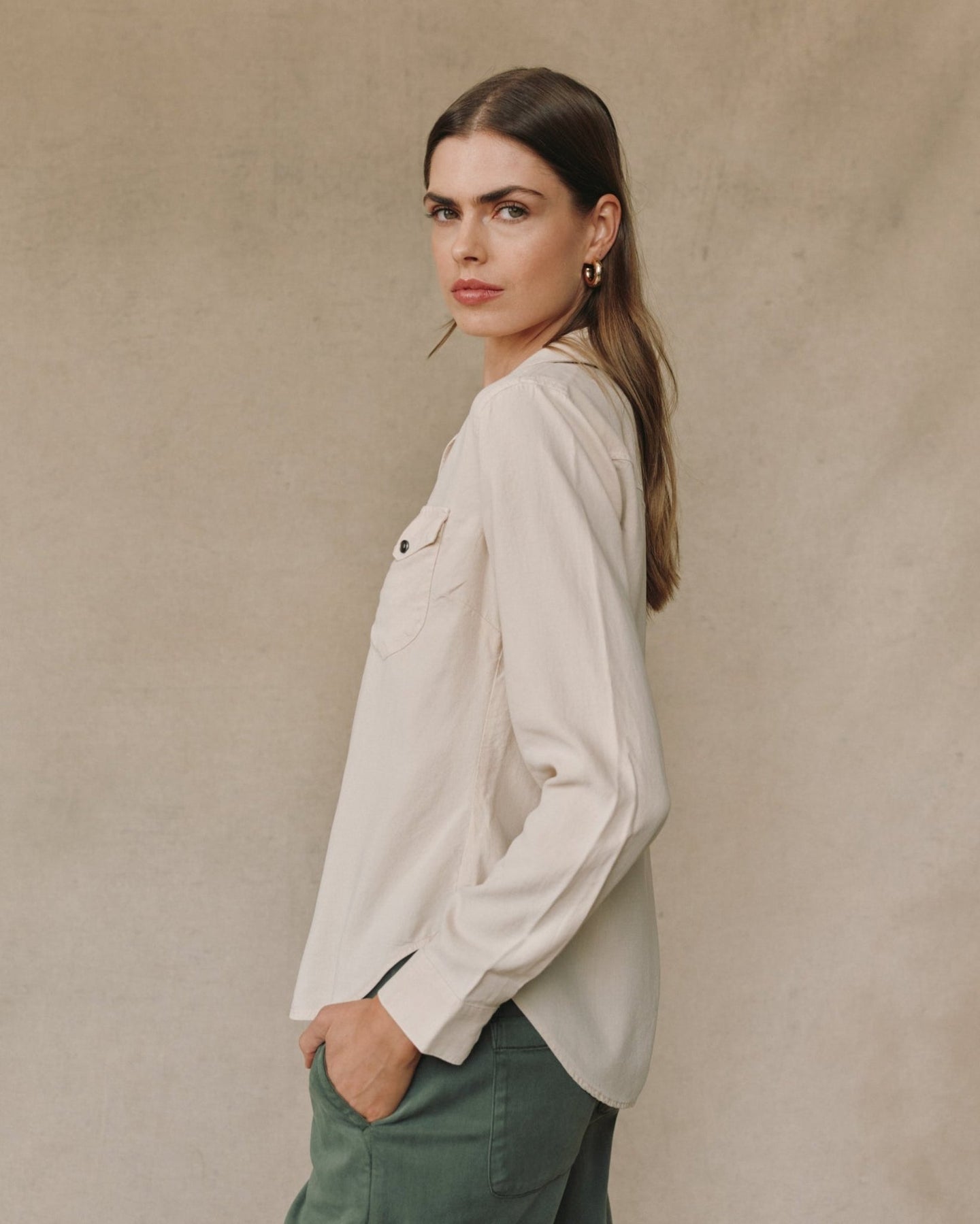 Bella DahlWestern Shirt - Moon StoneTops