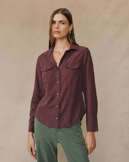 Bella Dahl Western Shirt - Pinot Noir View 2