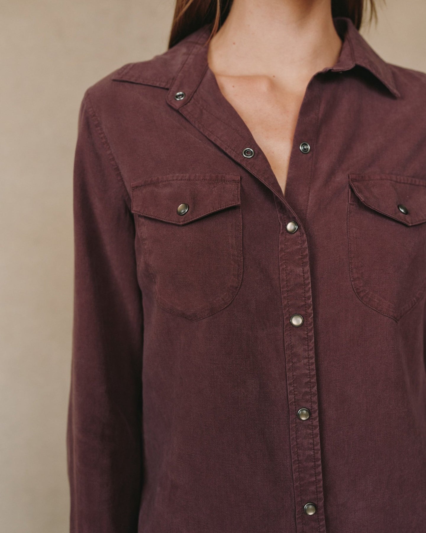 Bella DahlWestern Shirt - Pinot NoirTops