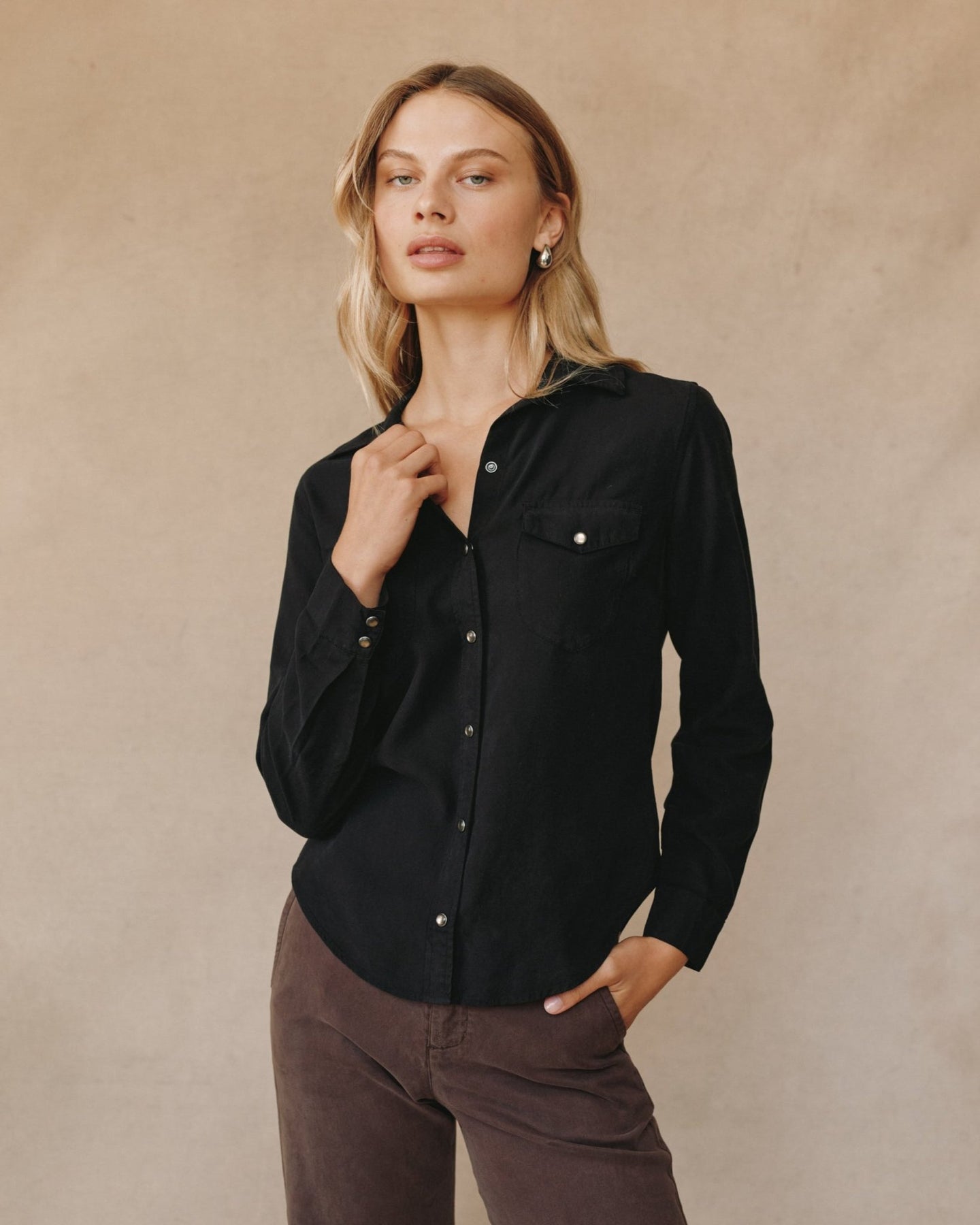 Bella DahlWestern Shirt - Vintage BlackTops