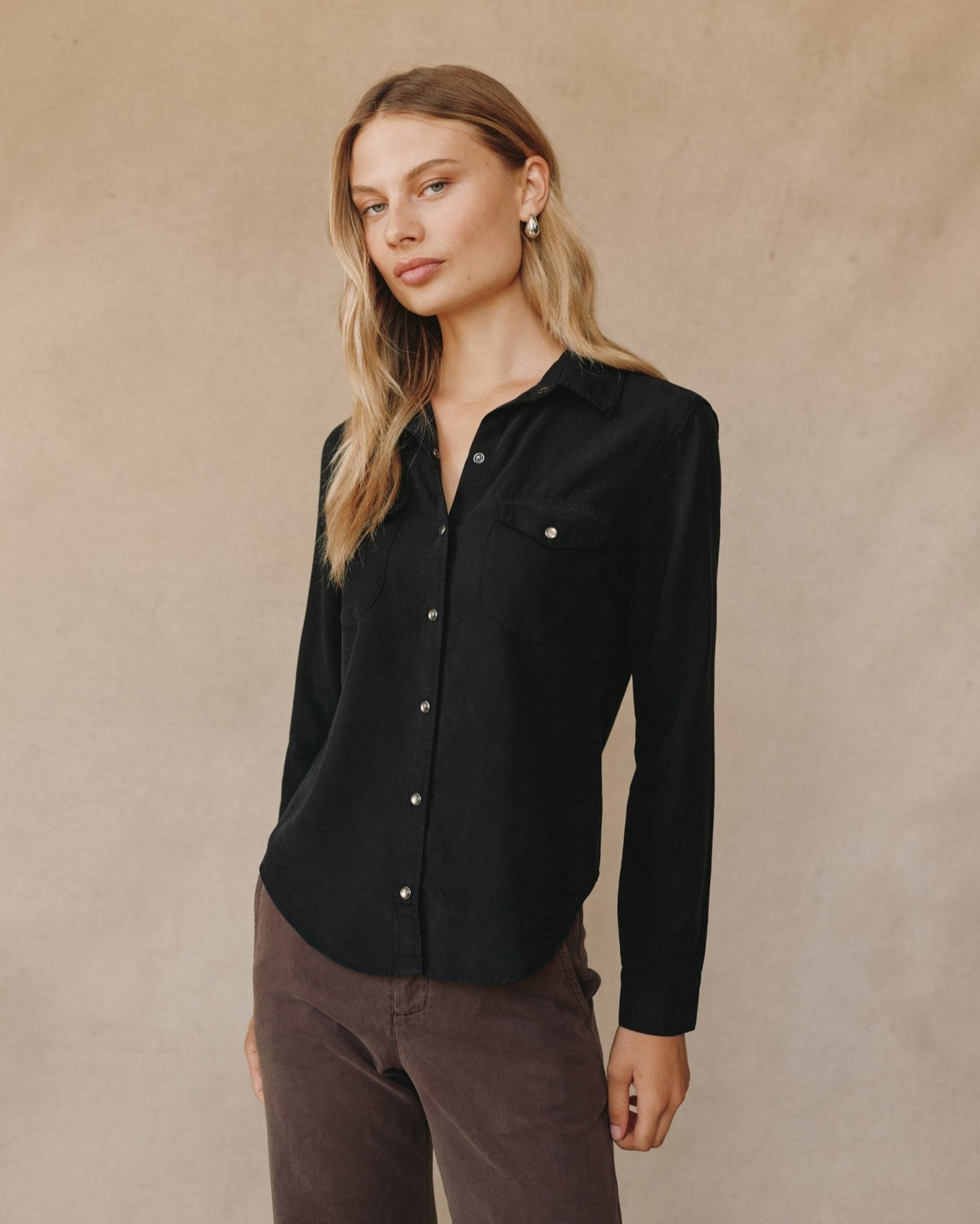 Bella DahlWestern Shirt - Vintage BlackTops