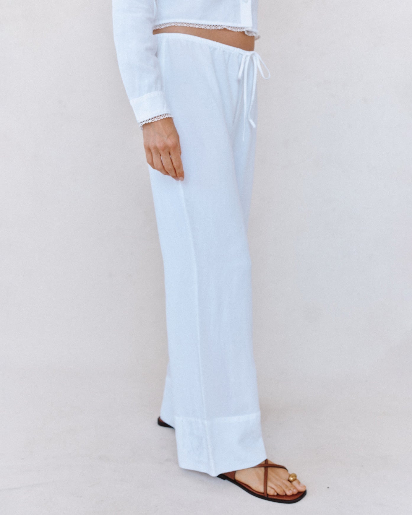 Bella DahlWide Hem Drawstring Pant - WhitePants