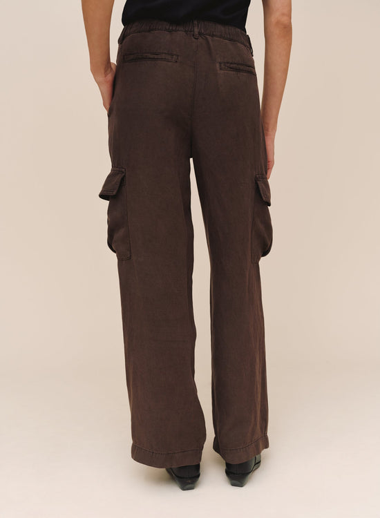 Bella Dahl Wide Leg Cargo Trouser  - Dark Roast View 2