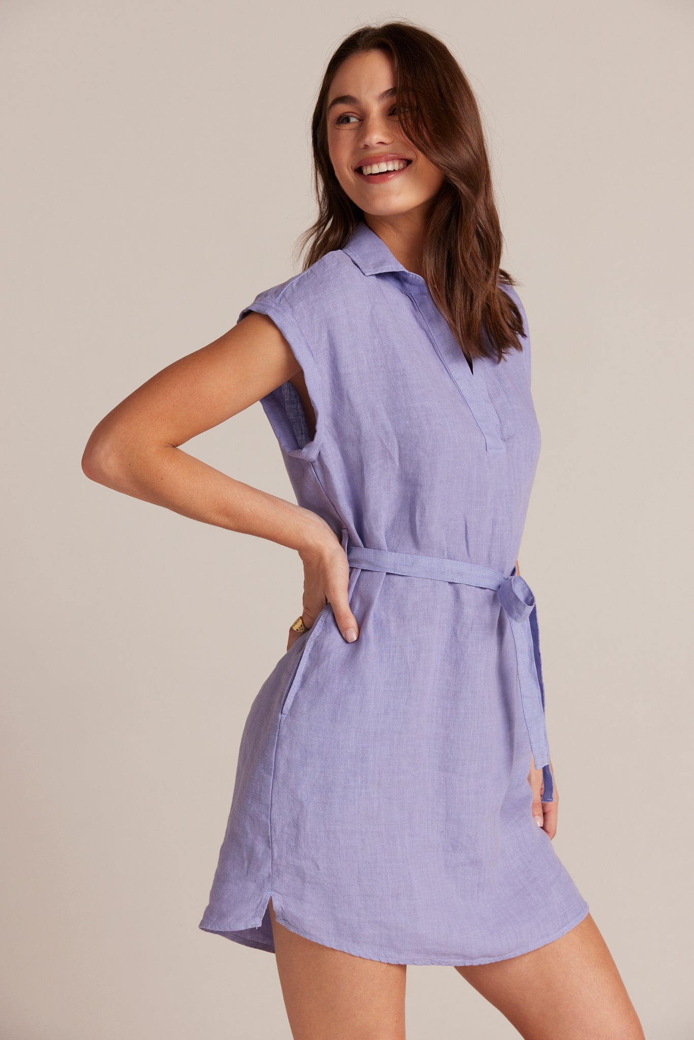 Bella DahlBelted Linen Shirt Dress - Purple IrisDresses