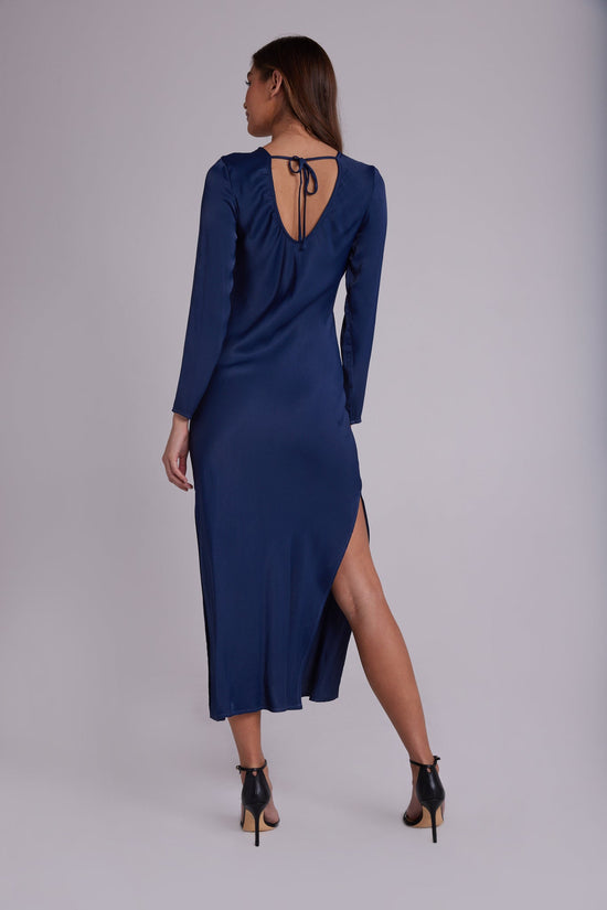 Bella DahlBias Long Sleeve Slip Dress - Dark AzureDresses