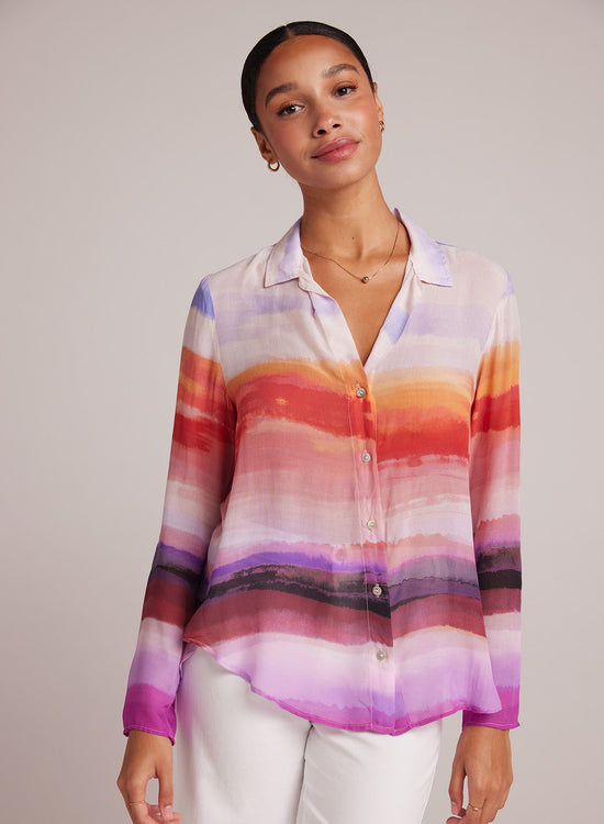 Bella DahlClean Shirt - Canyon Stripe PrintTops