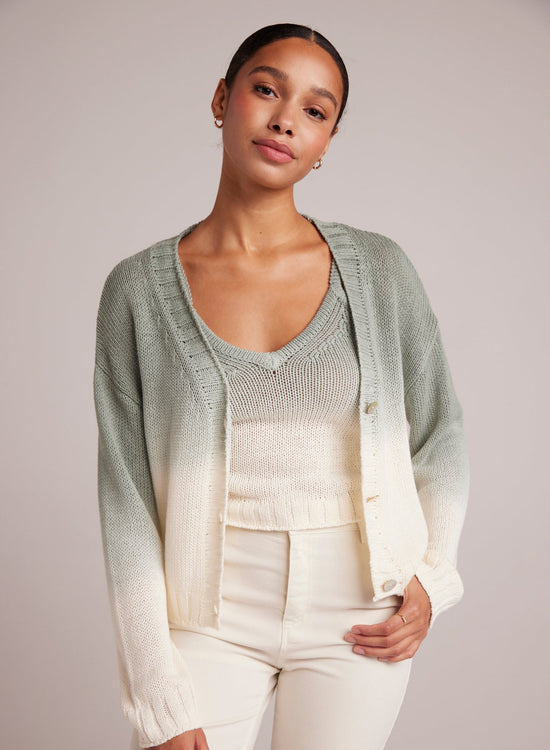 Bella DahlCropped Cardigan - Sage Ombre DyeSweaters & Jackets