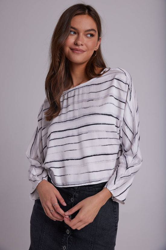 Bella DahlDolman Sleeve Blouse - Frosted Stripes Printtops