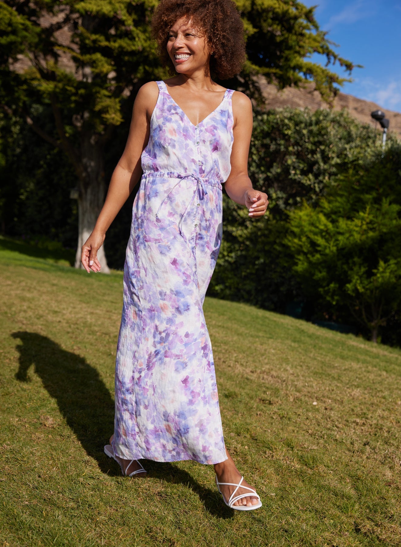 Bella DahlLinen Button Front Dress - Iris Floral PrintDresses