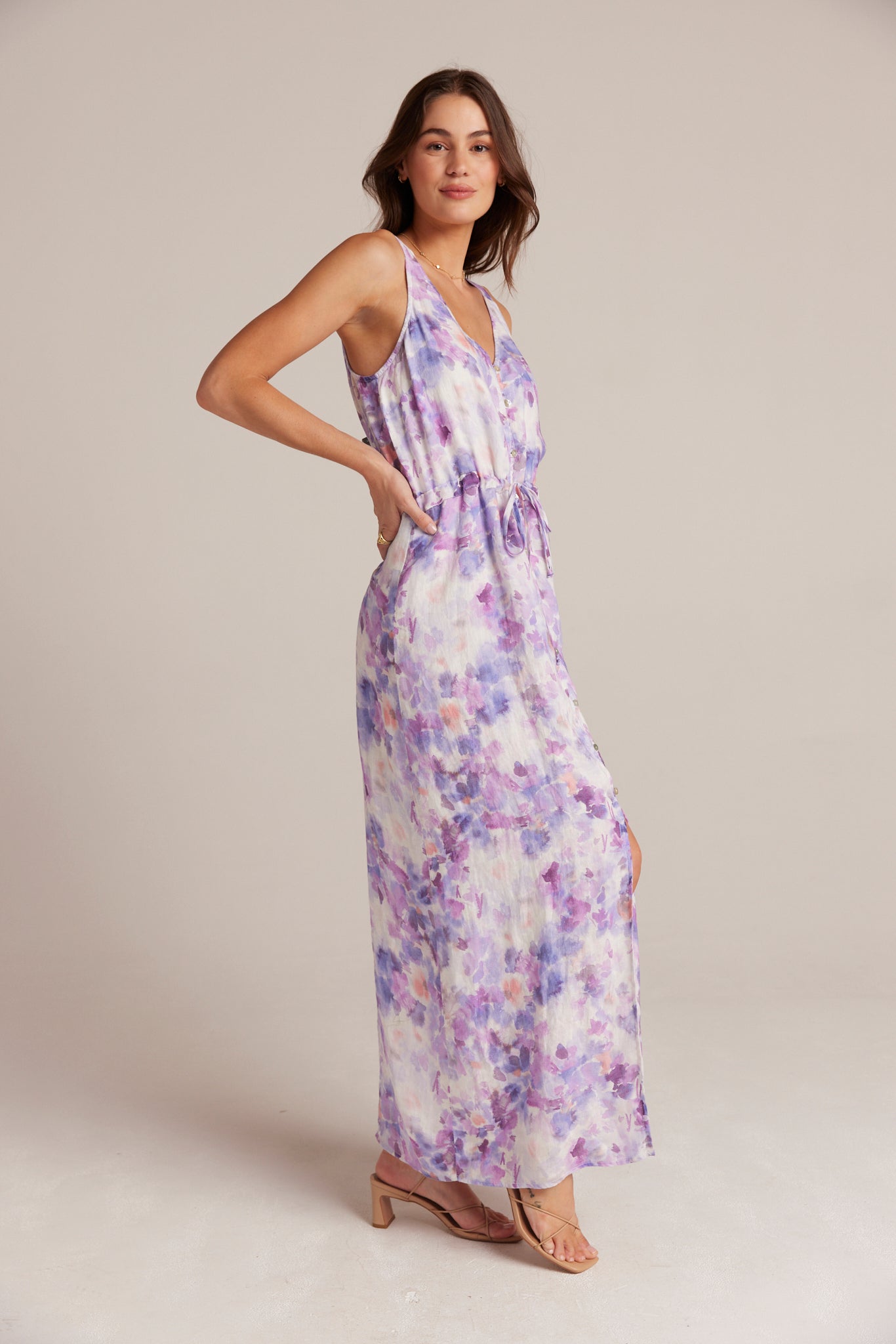 Bella DahlLinen Button Front Dress - Iris Floral PrintDresses