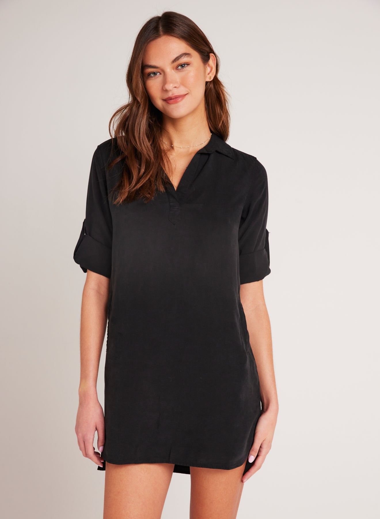 Bella DahlLong Sleeve A-Line Shirt Dress - Vintage BlackDresses