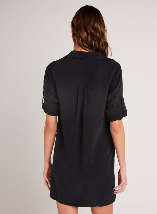 Bella DahlLong Sleeve A-Line Shirt Dress - Vintage BlackDresses