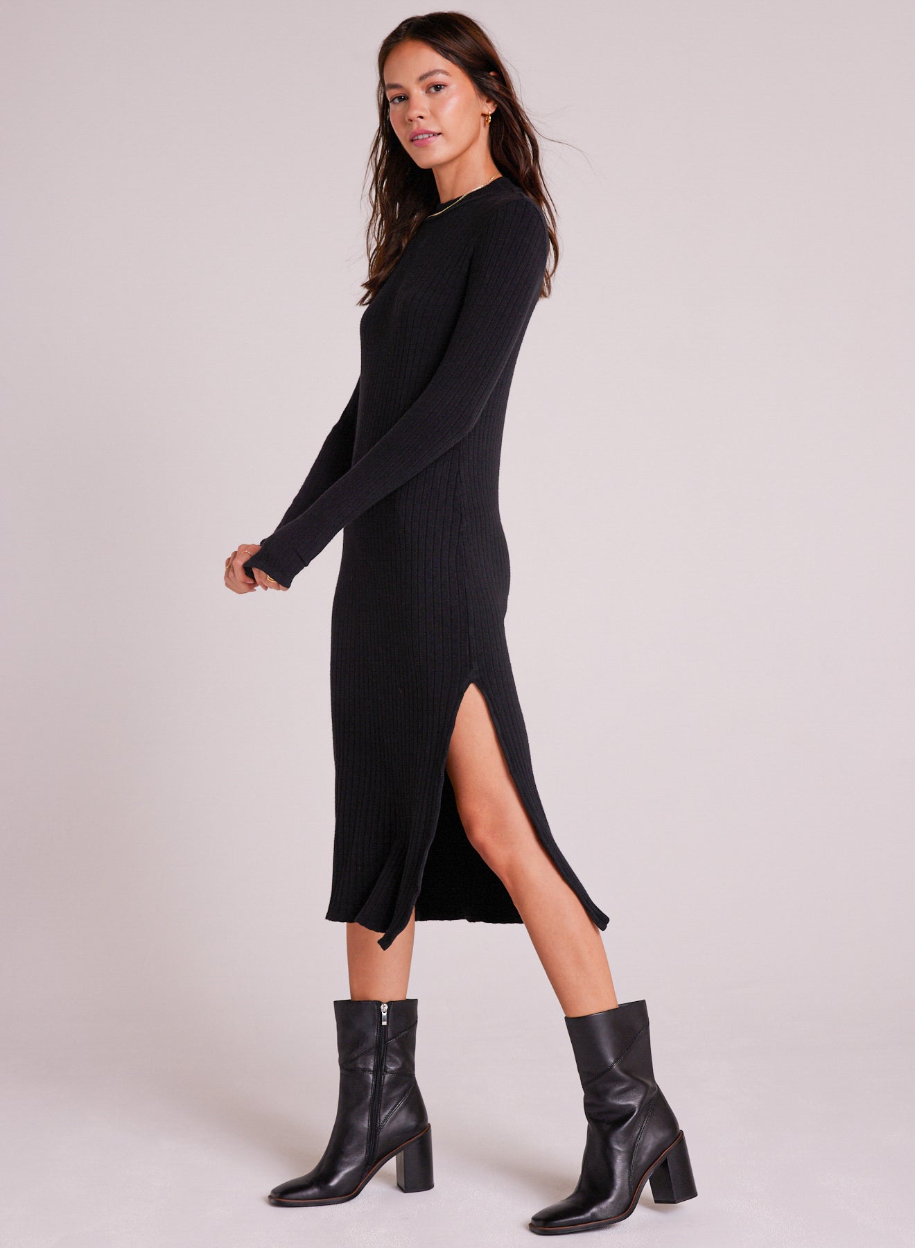 Bella DahlMock Neck Midi Knit Dress - BlackDresses