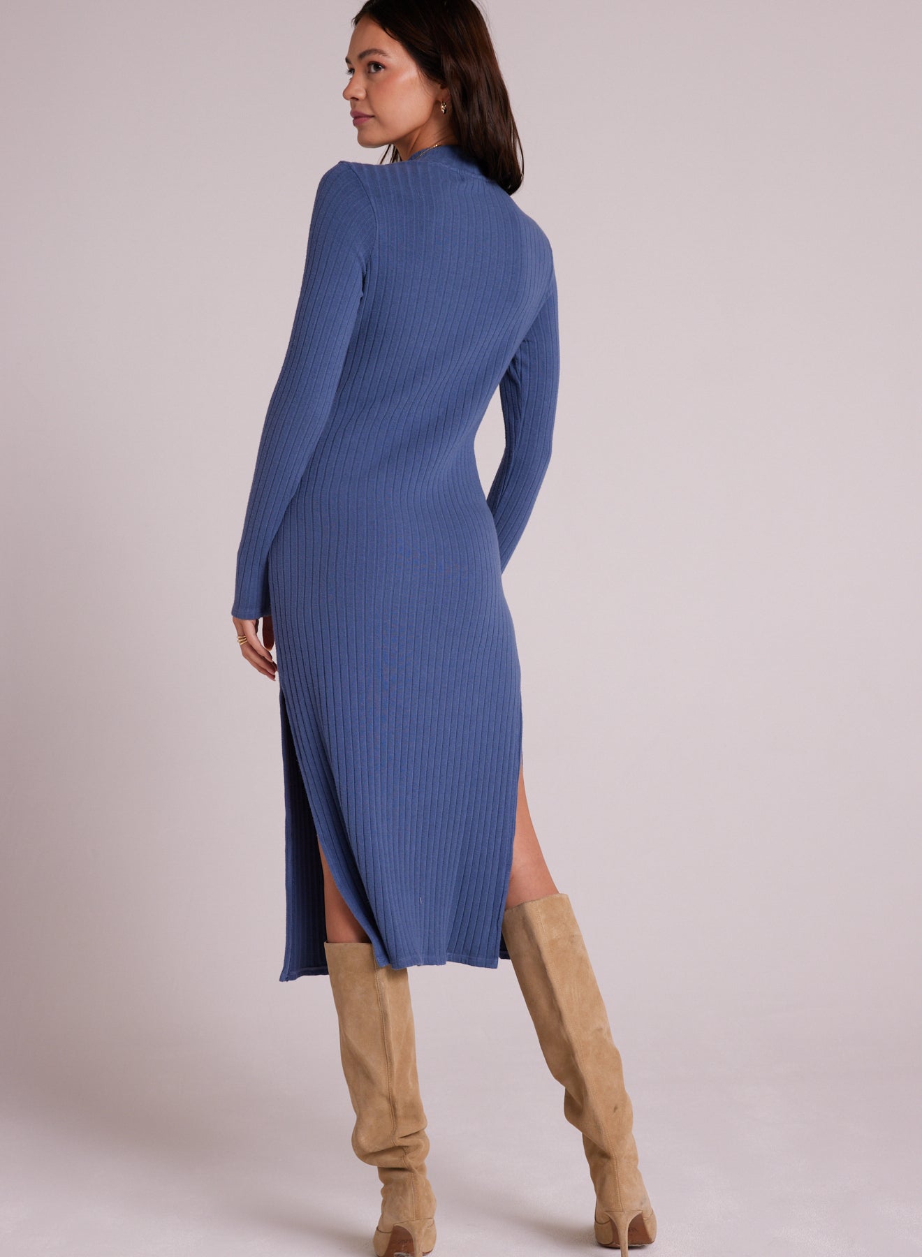 Bella DahlMock Neck Midi Knit Dress - Blue SteelDresses