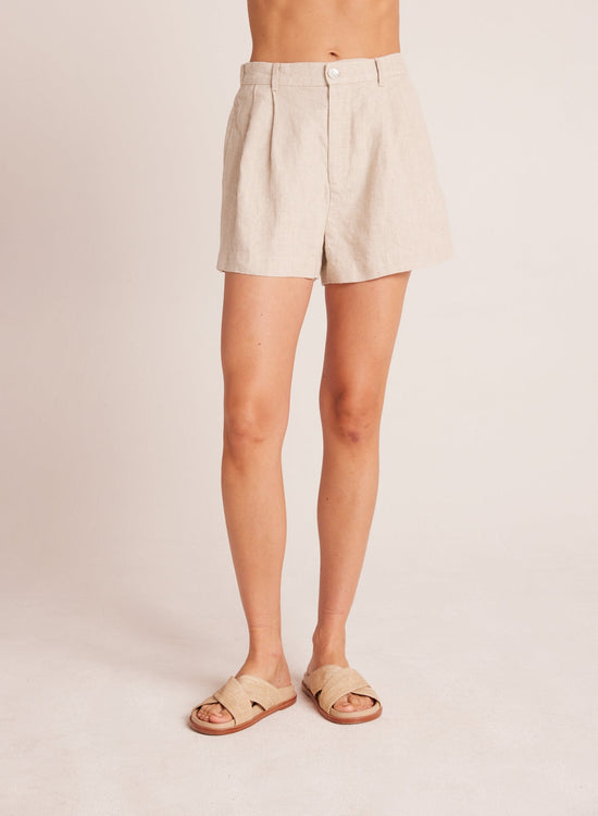 Bella DahlPleat Front Trouser Short - Linen SandBottoms