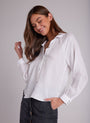 Bella DahlRound Hem Bishop Sleeve Shirt - Whitetops
