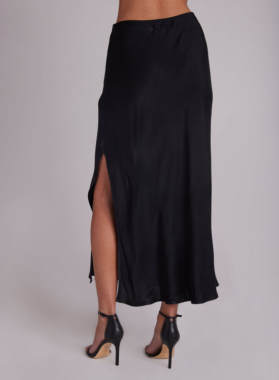 Bella DahlSatin Side Slit Maxi Skirt - BlackBottoms