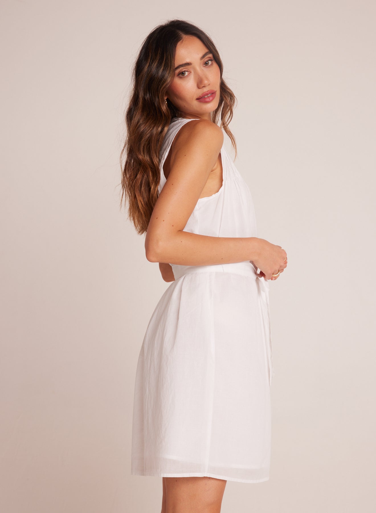 Bella DahlSleeveless Pintuck Shirt Dress - WhiteDresses