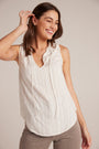 Bella DahlSleeveless Shirred Neck Pullover - White Sand StripeTops