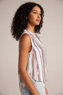 Bella DahlSleeveless Shirred Shoulder Blouse -Coastal Stripe PrintTops