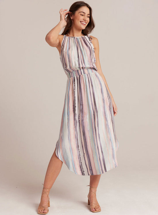 Bella DahlSleeveless Smocked Waist Midi Dress - Coastal Stripe PrintDresses
