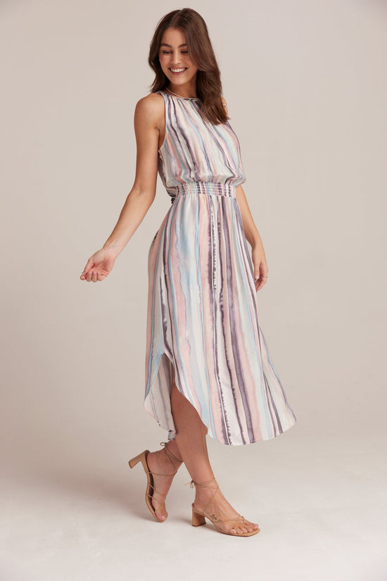 Bella DahlSleeveless Smocked Waist Midi Dress- Coastal Stripe PrintDresses