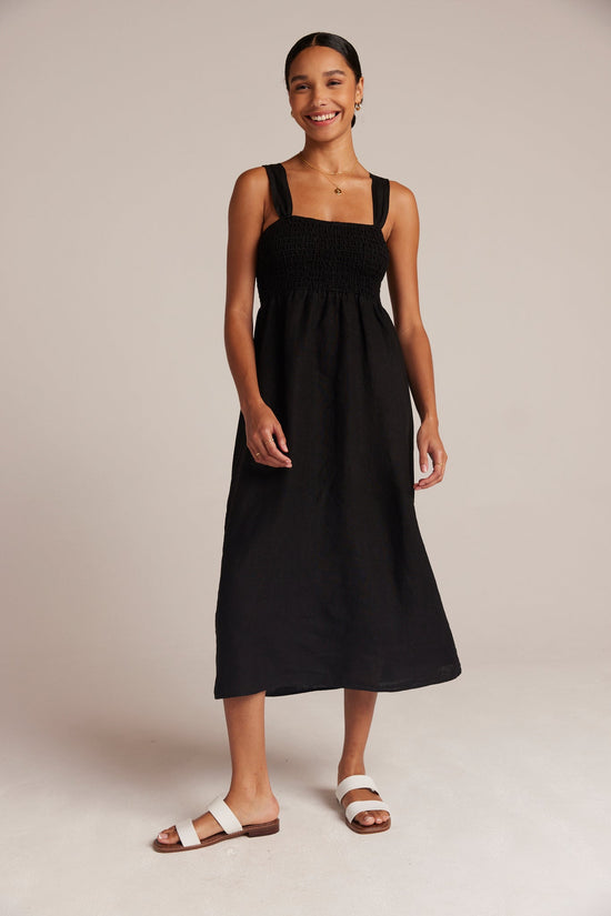 Bella DahlSmocked Linen Midi Dress - BlackDresses