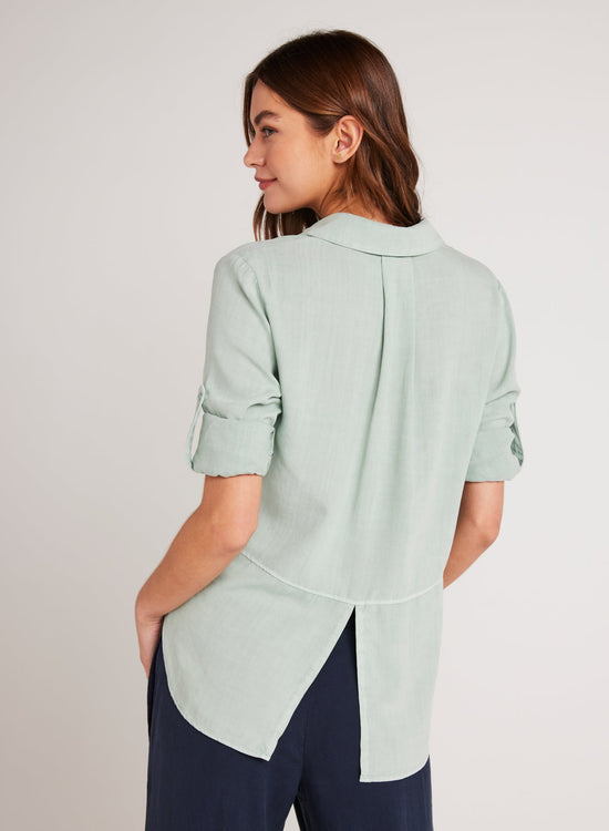 Bella Dahl Split Back Button Down - Oasis Green View 2